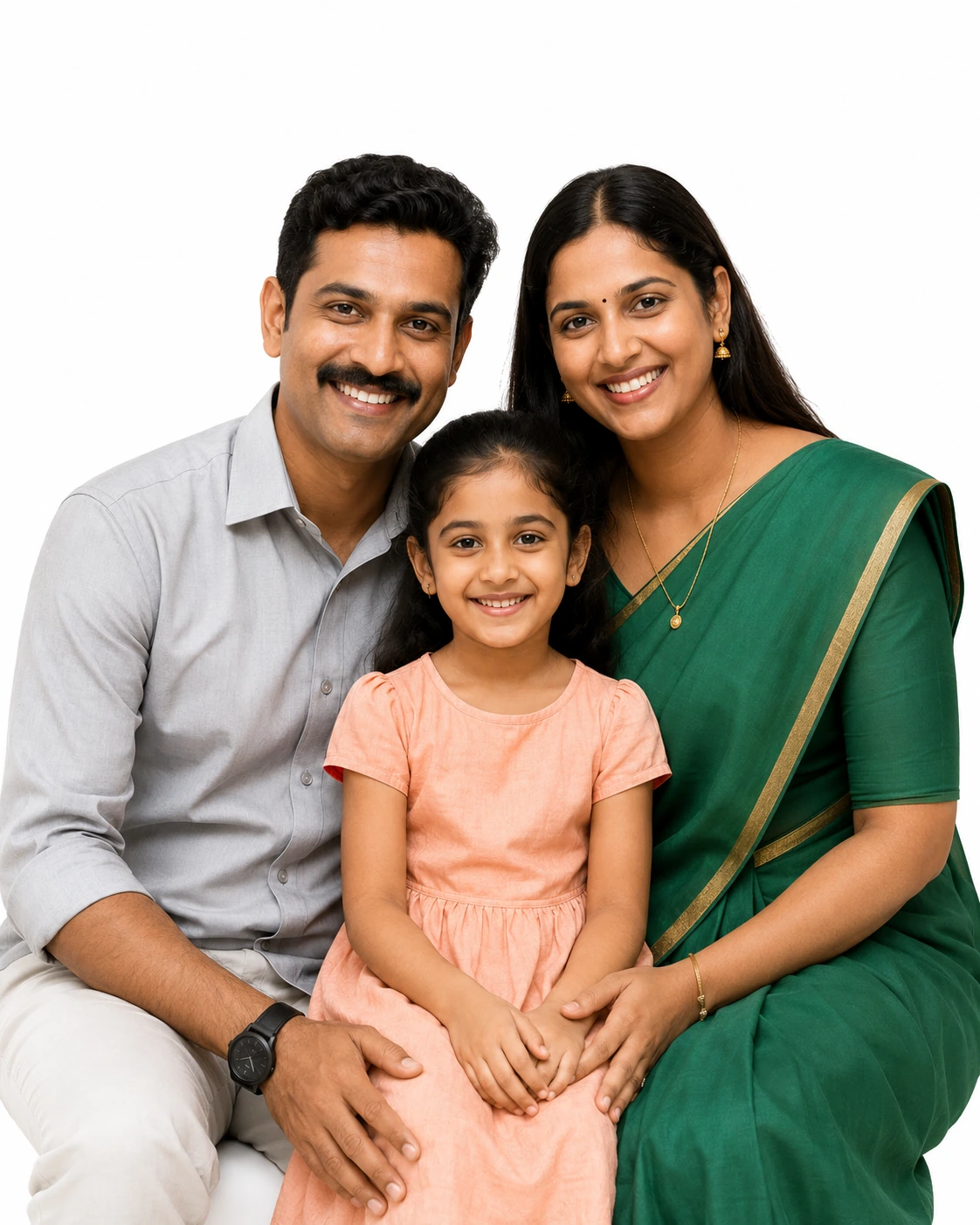 Smiling family eligible for BPL healthcare benefits